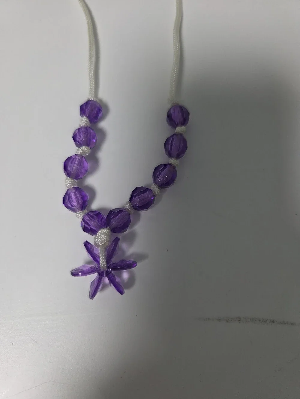 Purple Beaded Flower Pendant Necklace
